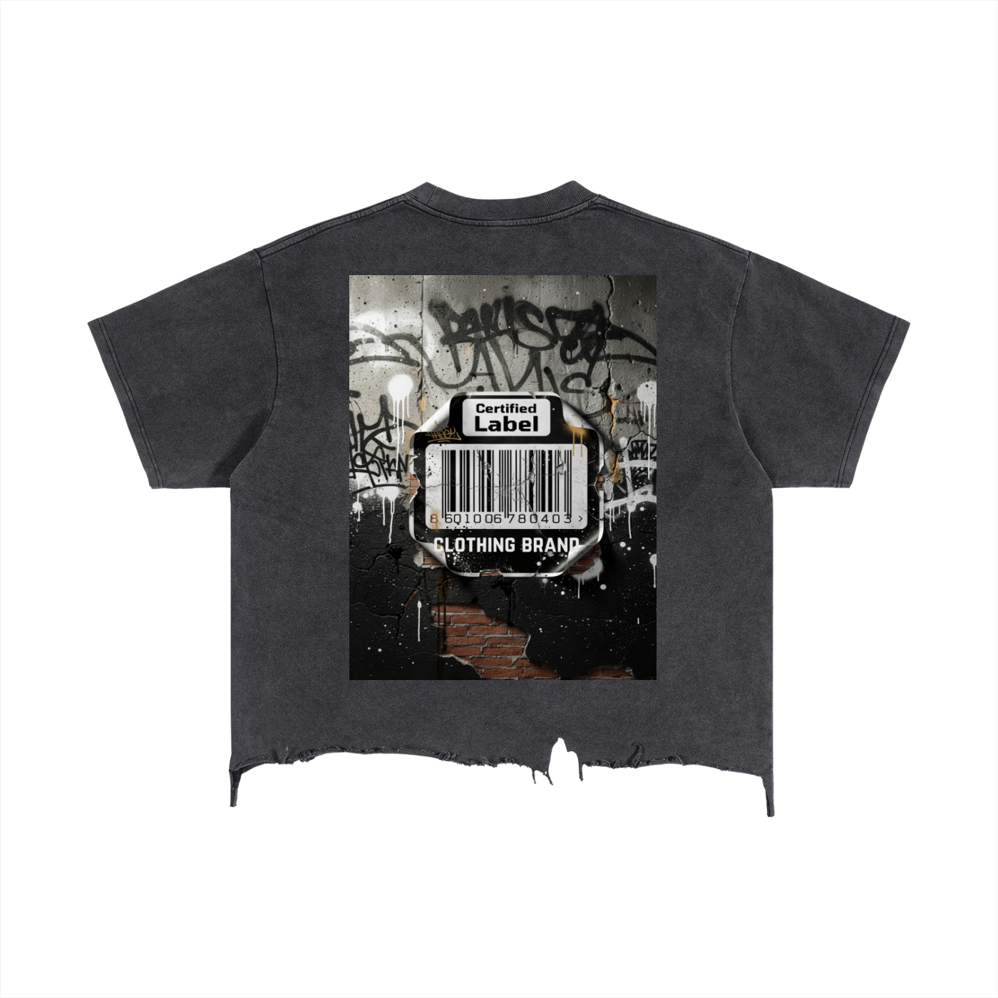 Certified Label Vintage Wash Boxy Distressed Hem T-Shirt