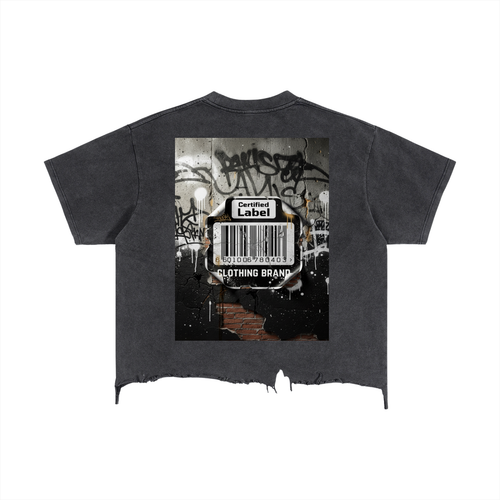 Certified Label Vintage Wash Boxy Distressed Hem T-Shirt
