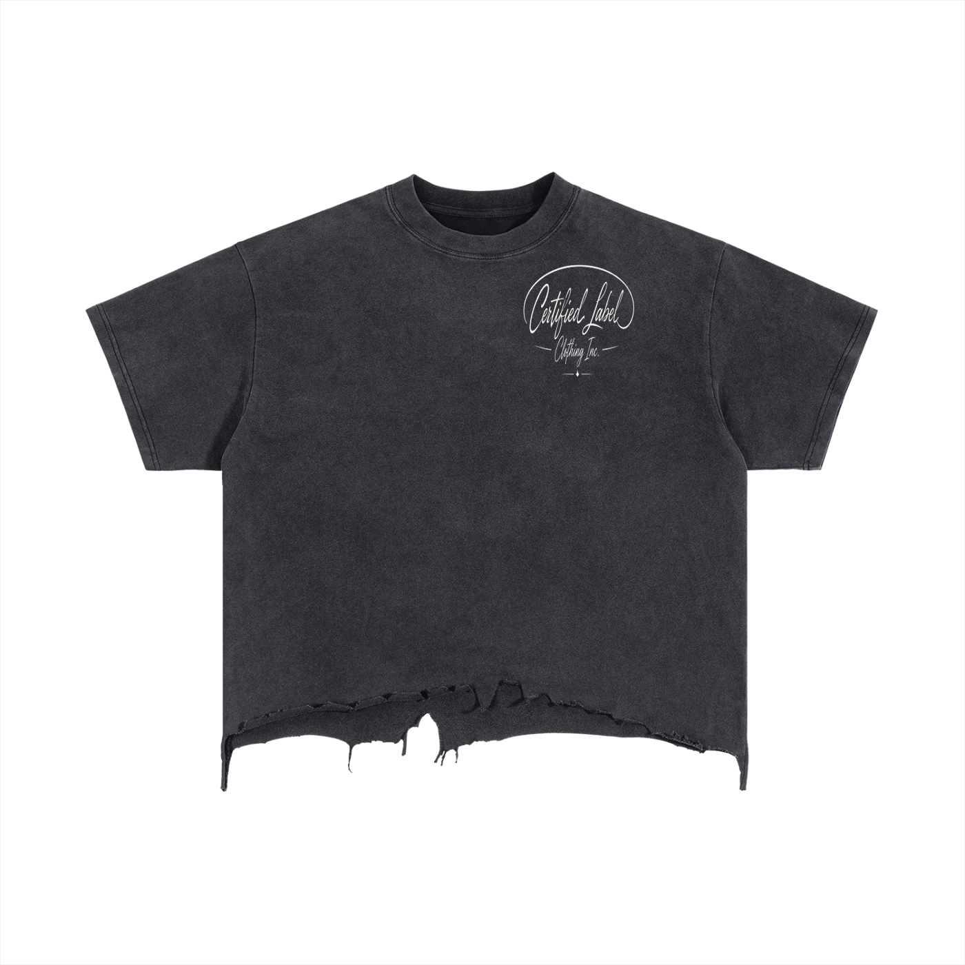 Certified Label Vintage Wash Boxy Distressed Hem T-Shirt