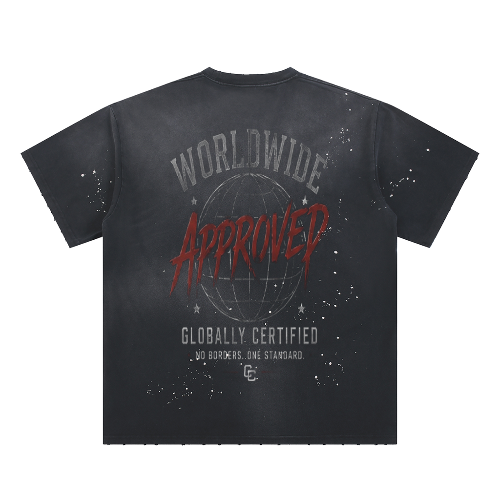 Worldwide Certified Hand-Frayed Sunfade Paint Splatter T-Shirt