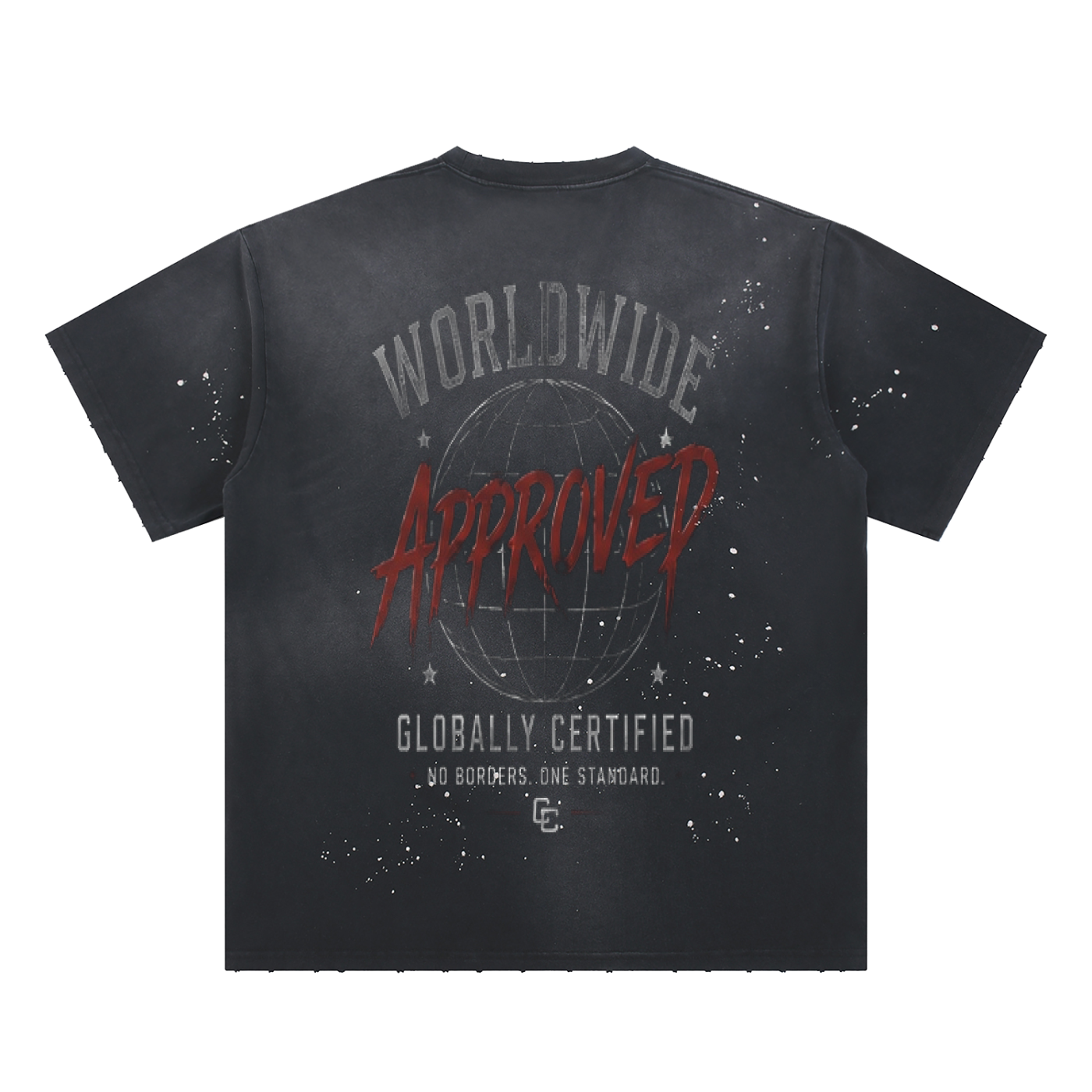 Worldwide Certified Hand-Frayed Sunfade Paint Splatter T-Shirt