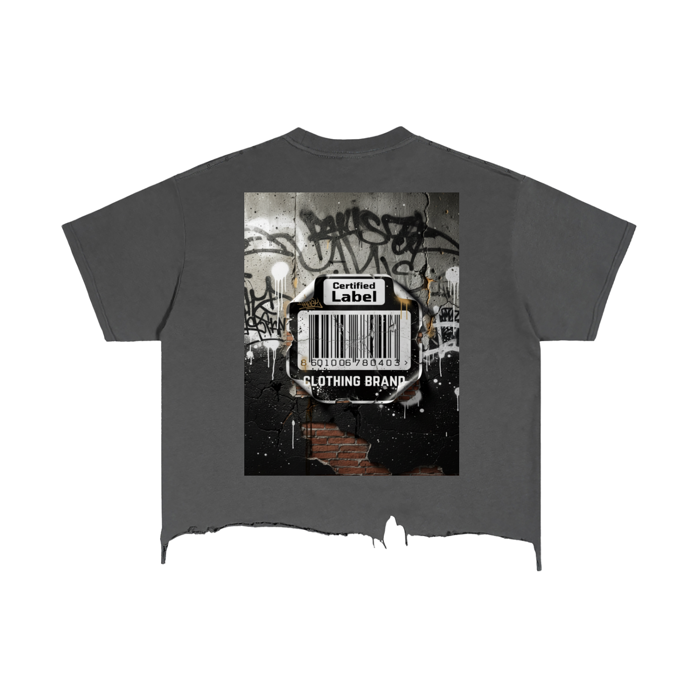 Certified Label Vintage Wash Boxy Distressed Hem T-Shirt