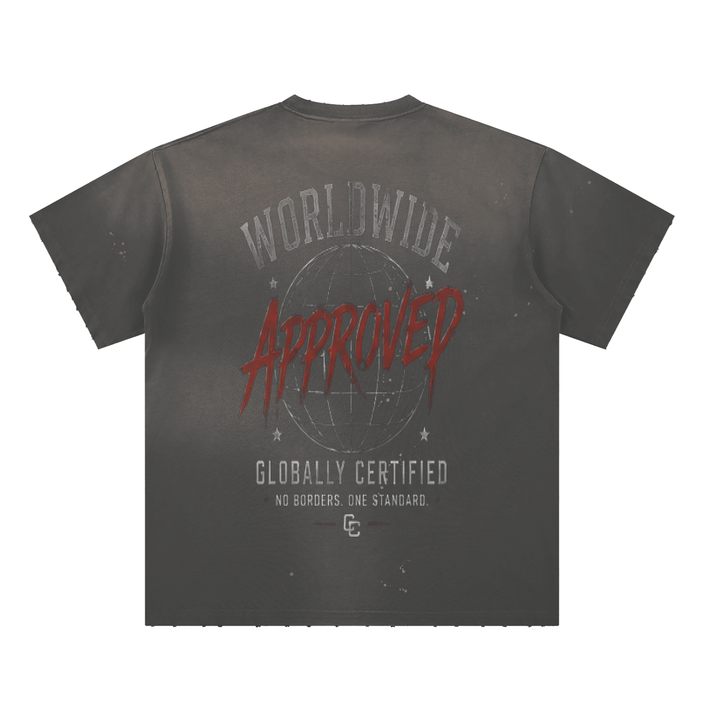 Worldwide Certified Hand-Frayed Sunfade Paint Splatter T-Shirt