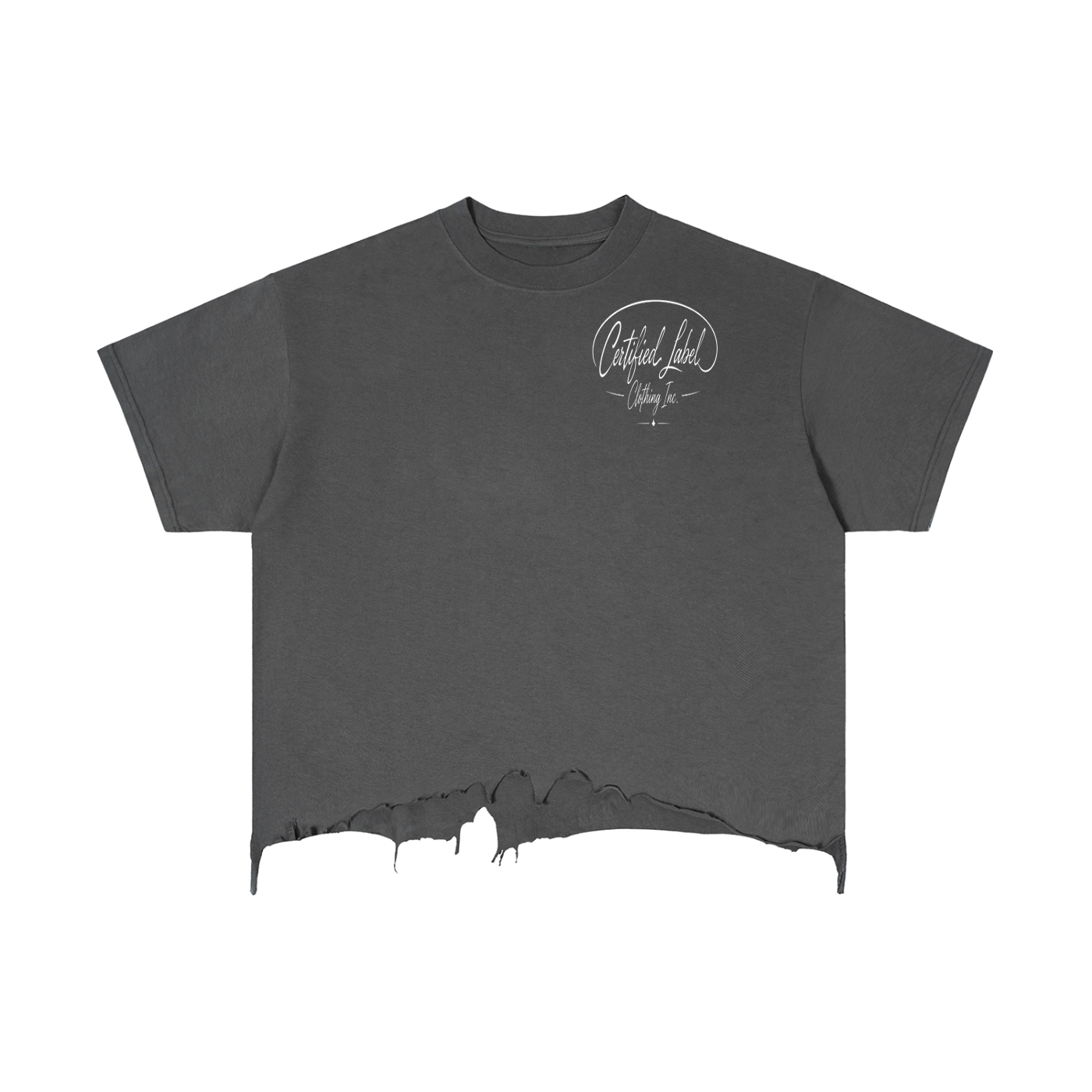 Certified Label Vintage Wash Boxy Distressed Hem T-Shirt